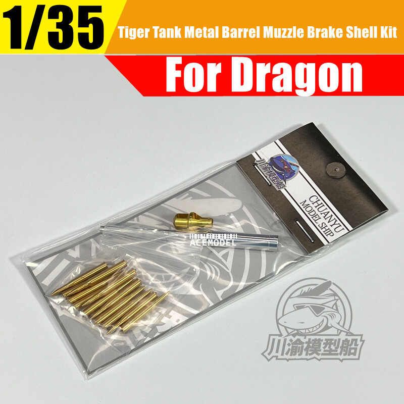 1/35 German Tiger I Tank Metal Gun Barrel Muzzle Brake+Shells Kit for Dragon