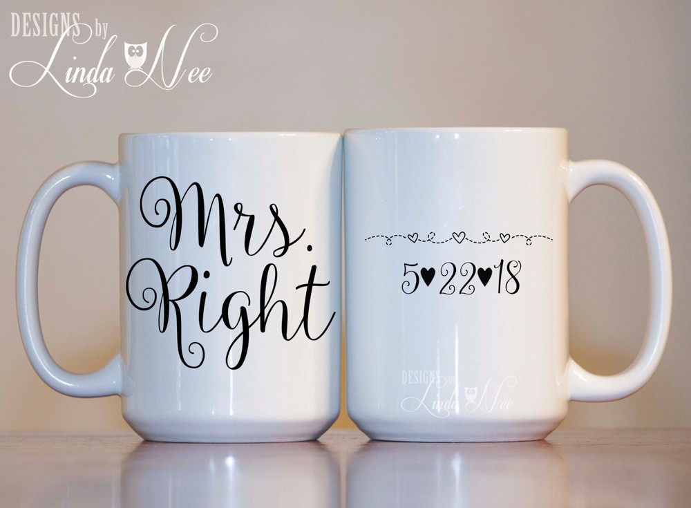 Personalized Mr. Right And Mrs. Right Mug Mr And Mrs Coffee Mug Set Couples Mugs