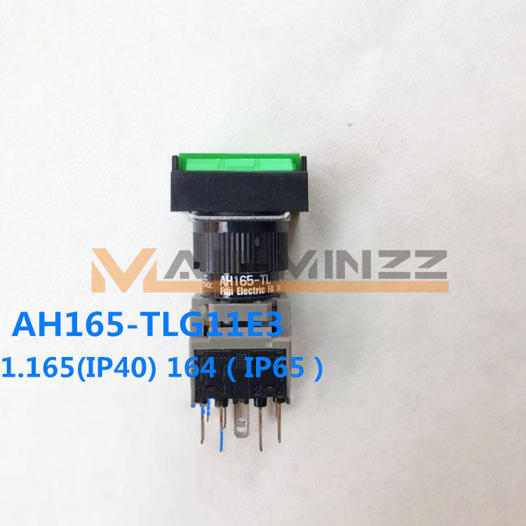 5PCS Green Pushbutton Switch 24VDC LED FUJI AH165-TLG11E3