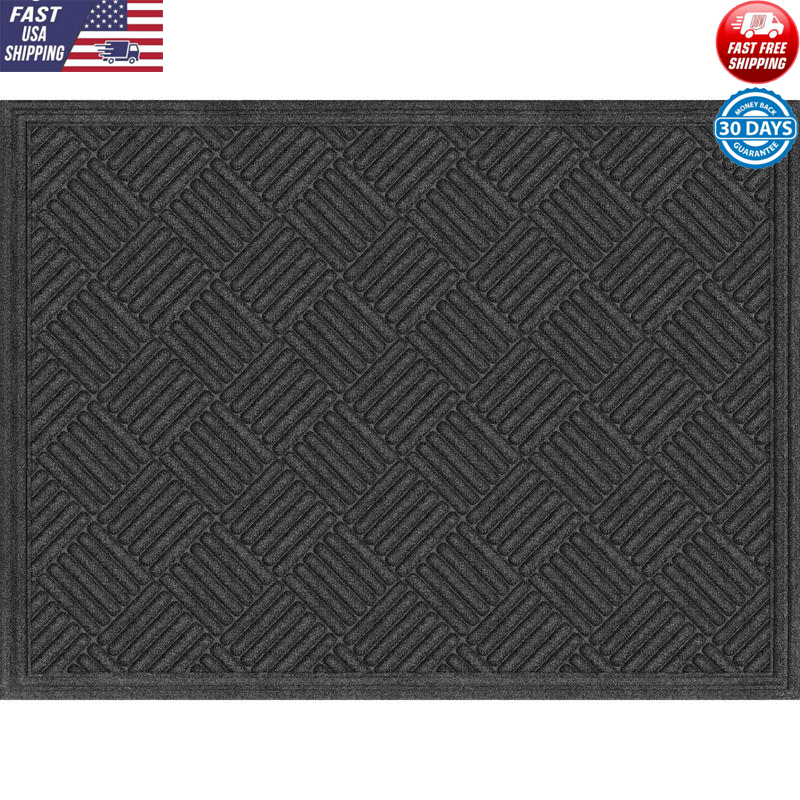 Floor Mat Polyester Rubber Backed Door Mat Non-Slip Entryway 3' x 4' Rectangle