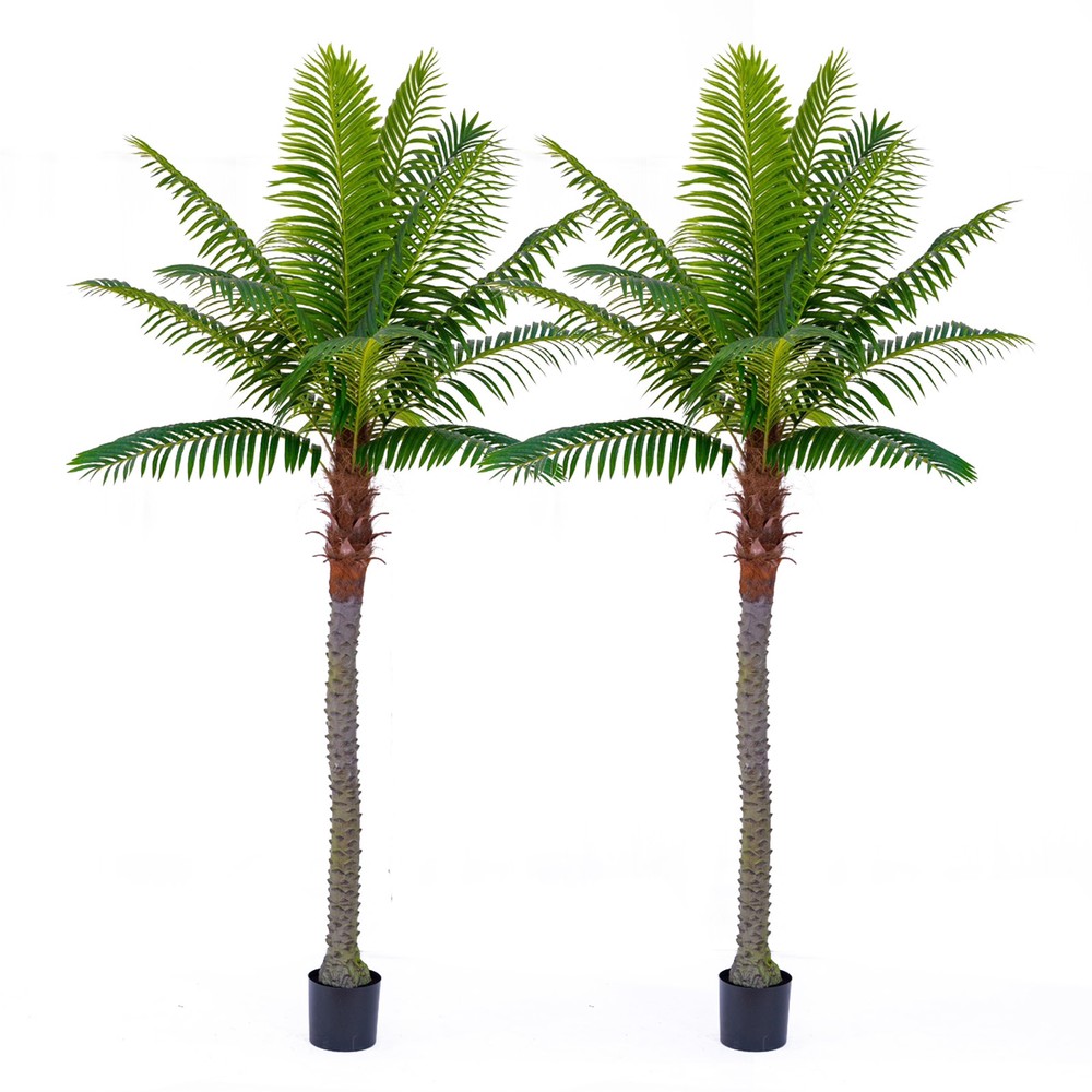 2pcs 8.5ft Artificial Palm Tree Tropical Plant Outdoor Garden Home Yard Decor