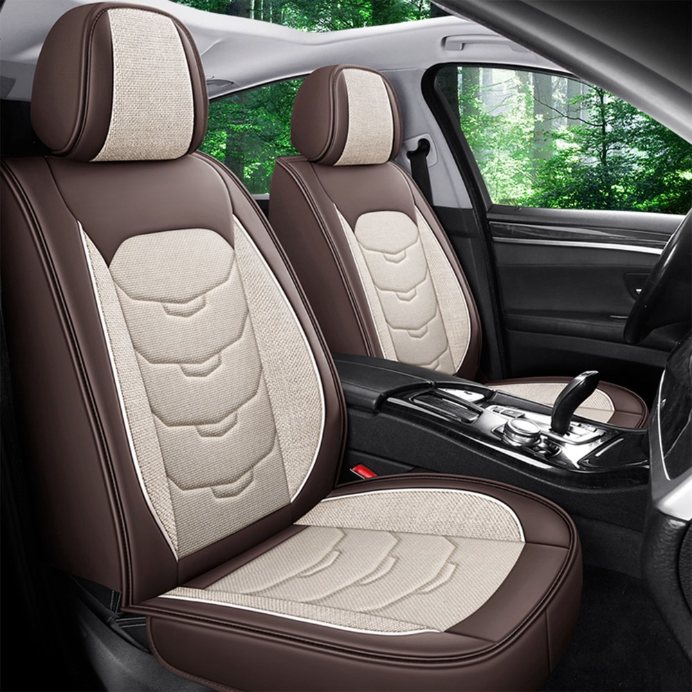 New For Jeep Faux Leather Car Breathable 5-Seat Covers Front & Rear Cushion Tan