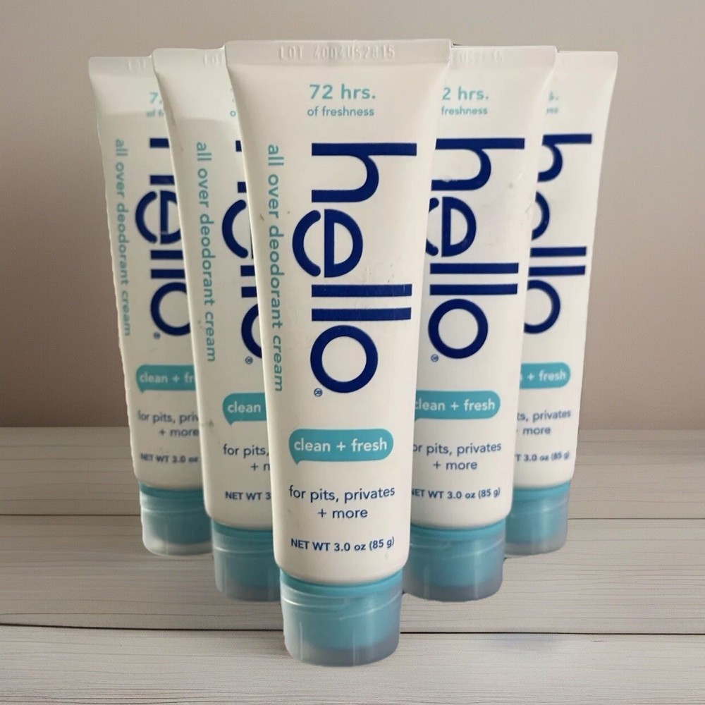 Hello Clean+Fresh 72HR-All Over Deodorant Cream, Aluminum Free, 3.0oz, Exp 01/26