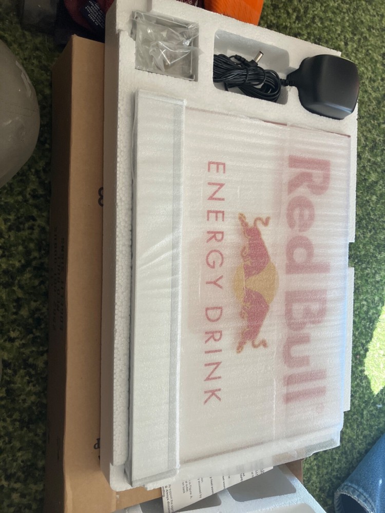 Red Bull Edge-Lit Sign with Dimmer Switch for Man Cave or Bar Decor