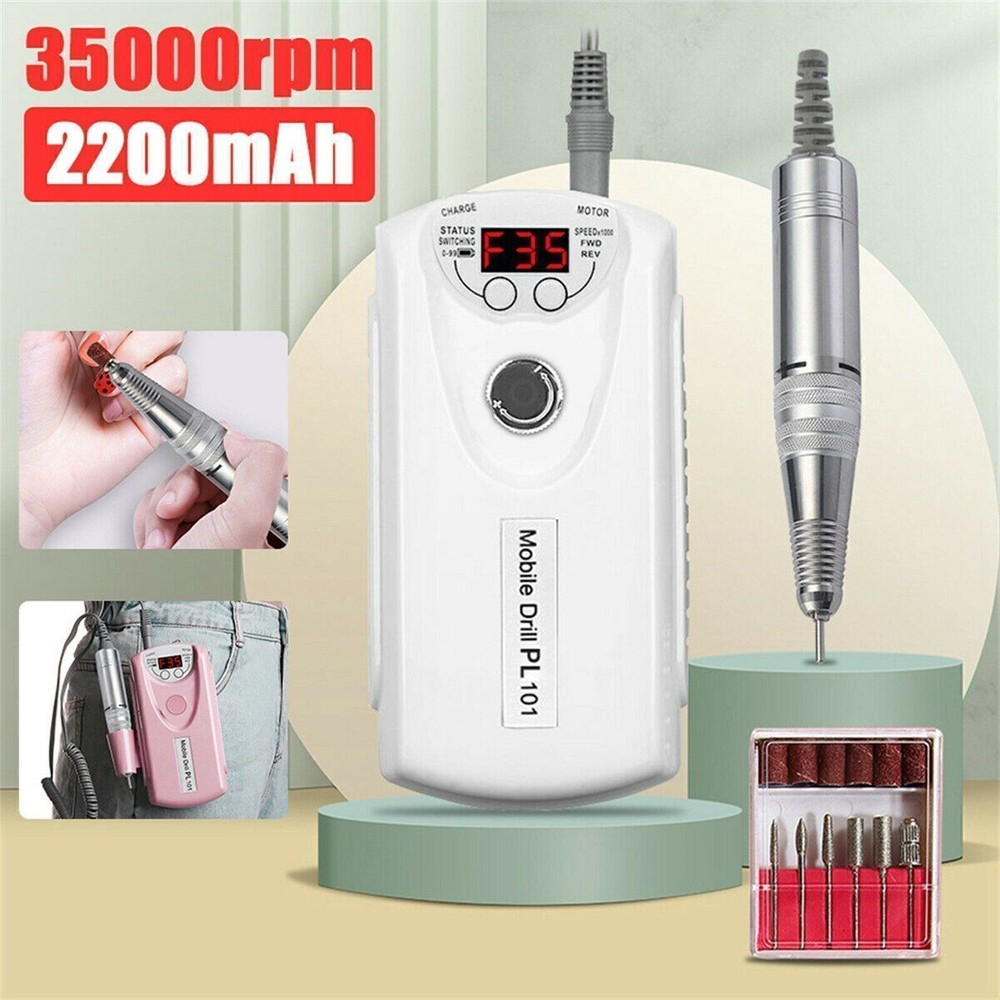 Pro 35000RPM Rechargeable Electric Nail Drill Machine Manicure Pedicure Portable