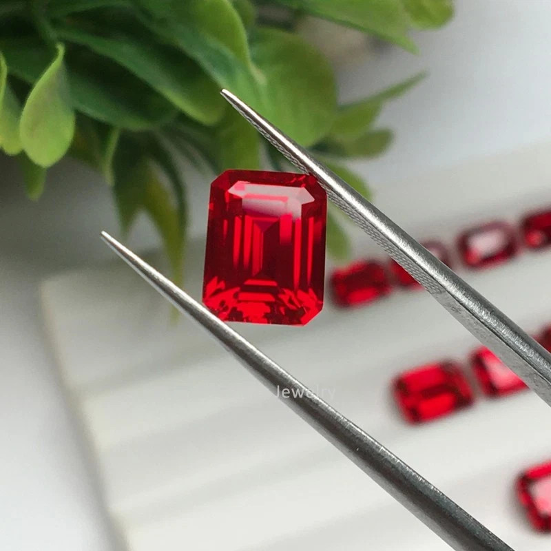 10 Ct Each 10 Pcs Lot Natural Blood Red Ruby Emerald Cut Certified Burma Gems