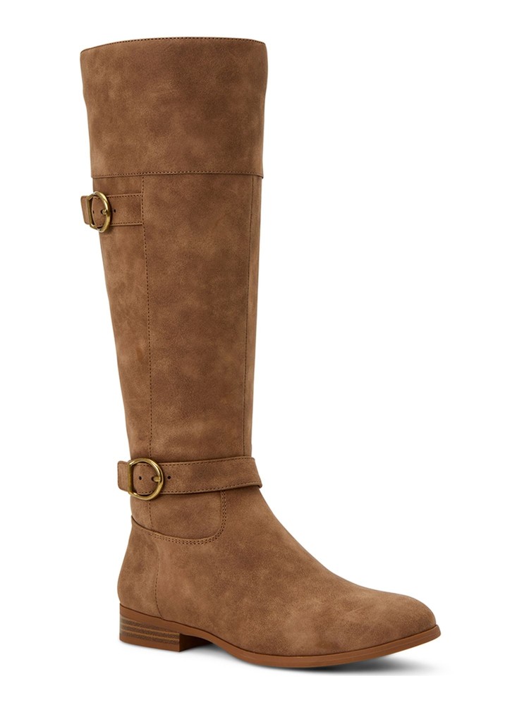 STYLE & COMPANY Womens Brown Cushioned Kezlin Stacked Heel Zip-Up Riding Boot 5