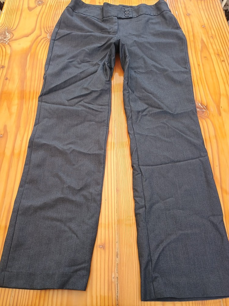 Larry Levine Stretch Dress Pants Womens 6P Gray Straight Loose Leg C