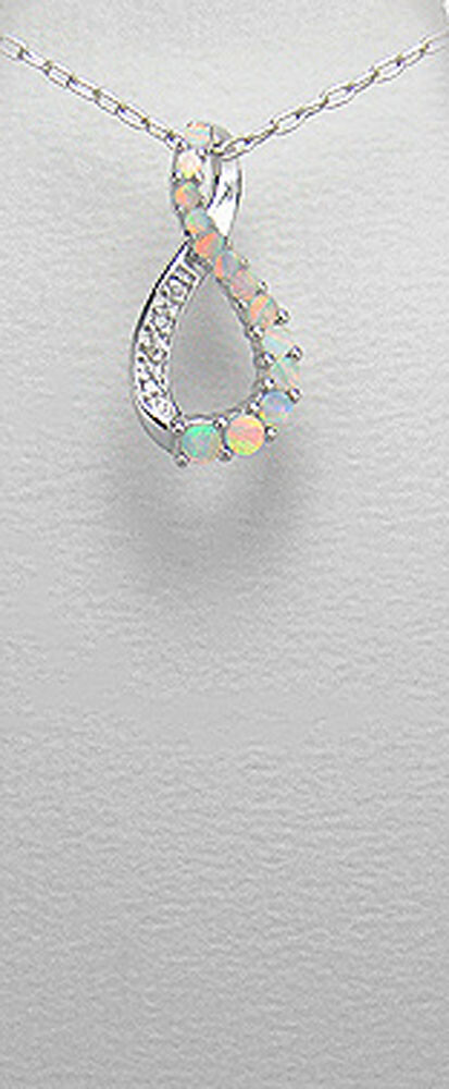 Solid Sterling Silver Infinity Opal Pendant 0.87