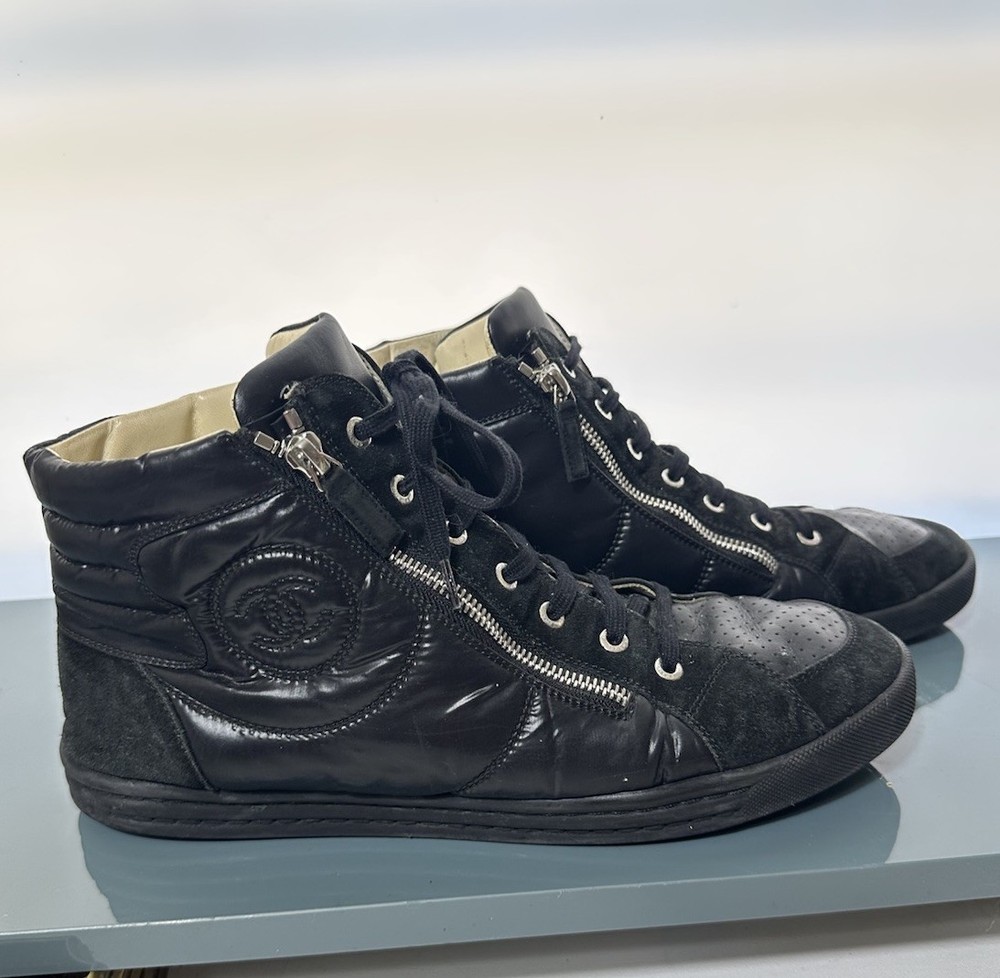 CHANEL vintage black high-top sneakers size 43