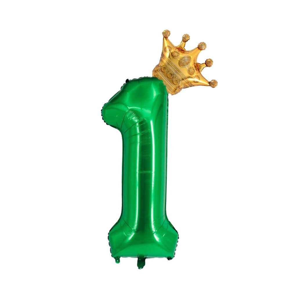 40 inch Dark Green Crown Number 1 Balloon Giant Large Aluminum Film Number Ba...