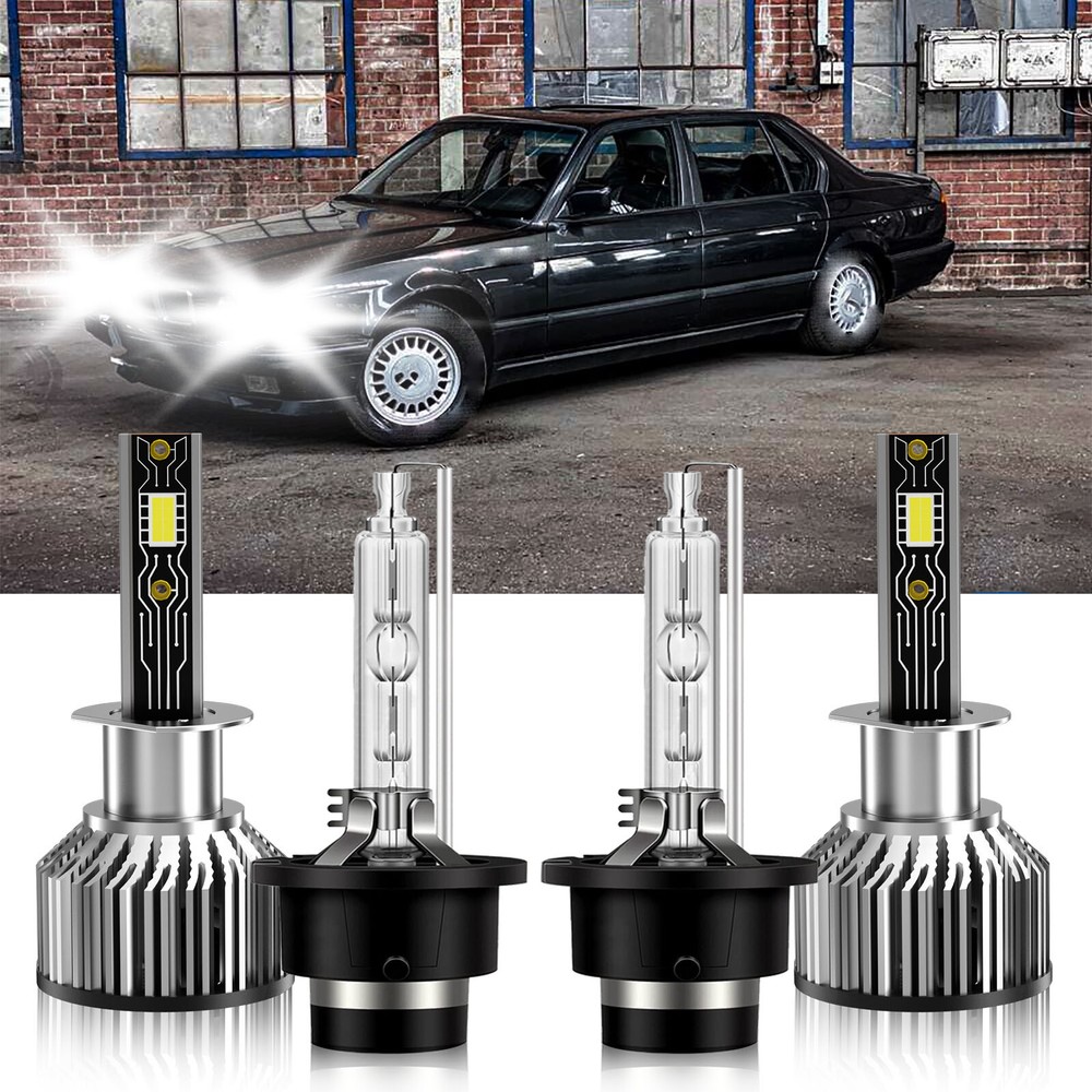 For BMW 750iL 2000-2001 H1+D2S LED HID Headlight Bulbs 6500K White High Low Beam