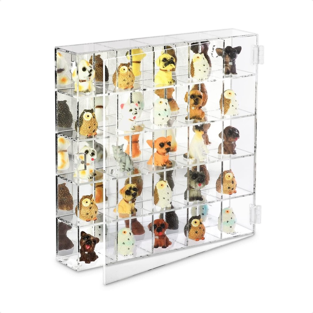 Compact Wall-Mount Acrylic Display Cabinet with 25 Compartments for Collectibles