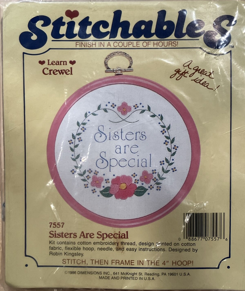 Dimensions Stitchables Candlewicking Kit Crewel #7557 - Sisters are Special 4