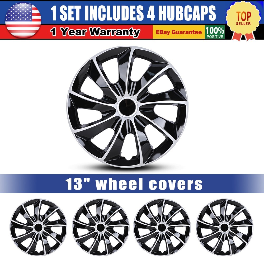 13-inch 4-Piece Snap-On Wheel Covers for R13 Tires & Steel Rims