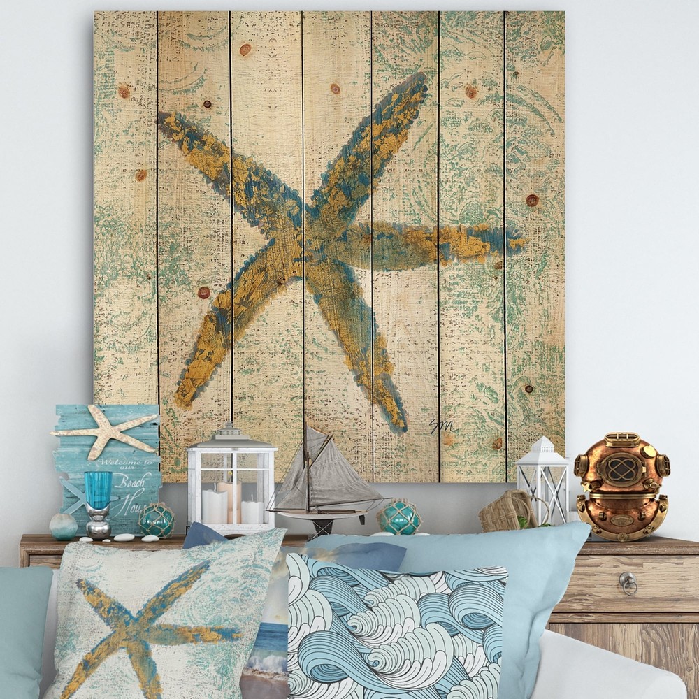 Designart 'Coastal Pastel seashells III' Vintage Nautical  Small