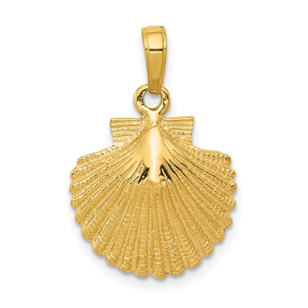14k Yellow Gold Scallop Shell Pendant 1.9g 24mm x 15mm