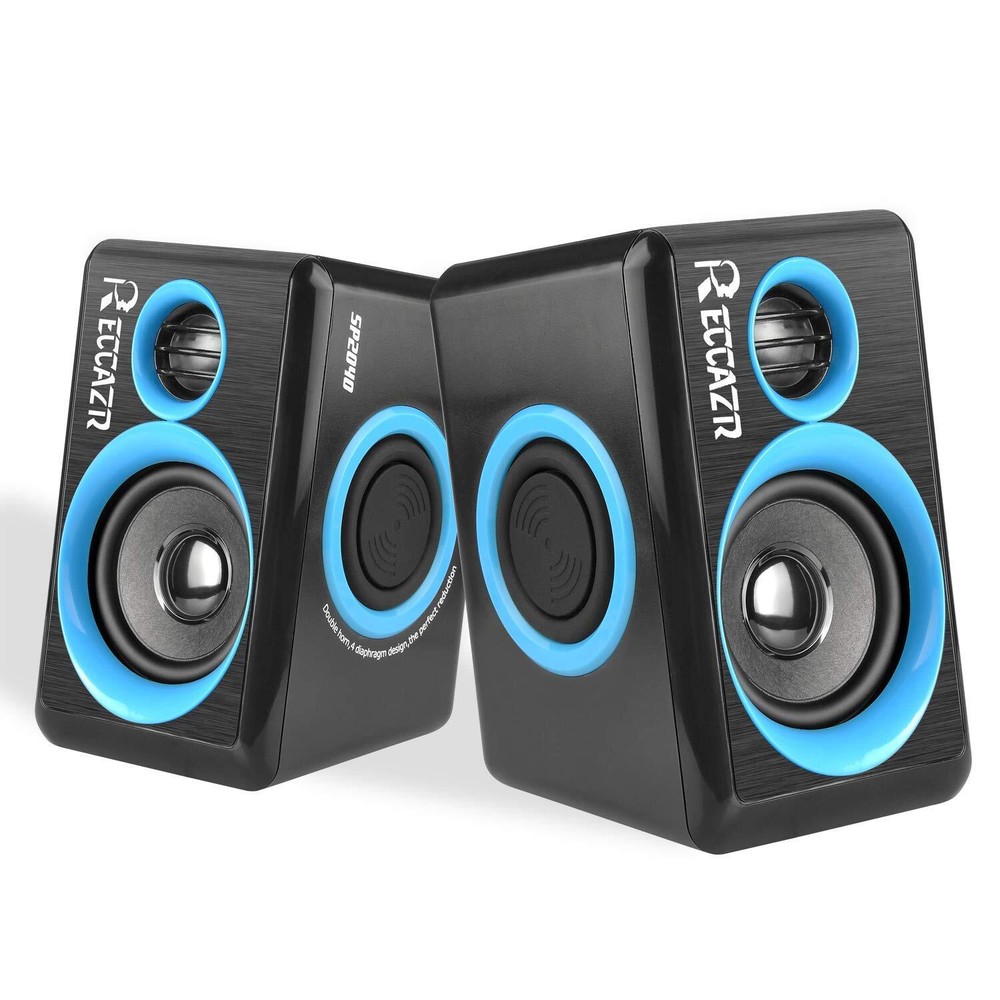 Pc Computer Speakers Surround Sound Usb Wired Laptop Deep Bass Desktop Blue