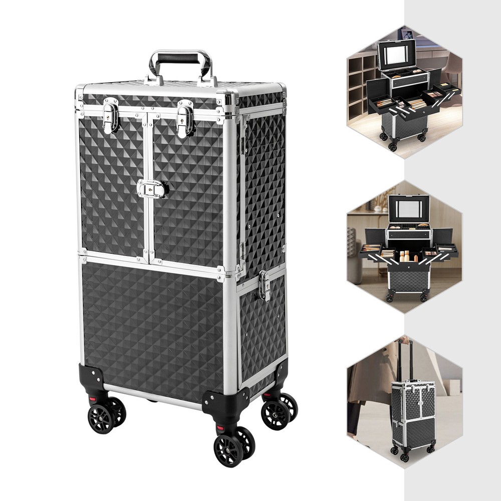 Professional Rolling Makeup Train Case Makeup Storage Organizer Cosmetic Trolley