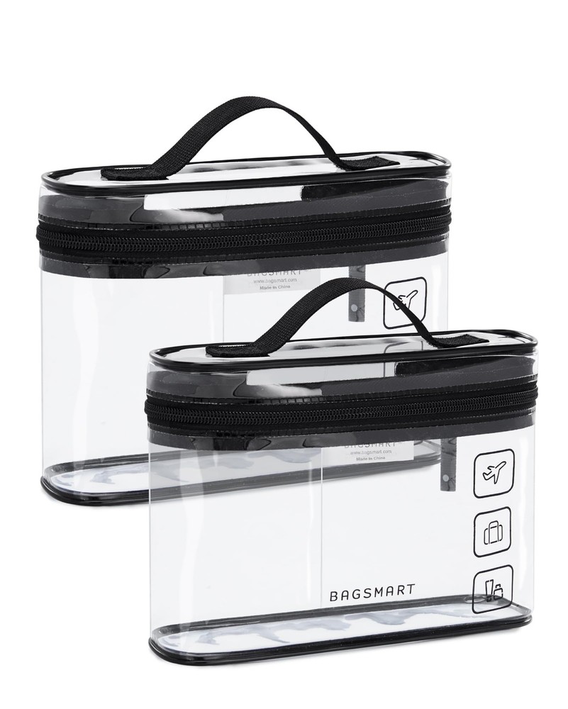 BAGSMART 2-Pack TSA Approved Clear Toiletry & Makeup Organizer Bag