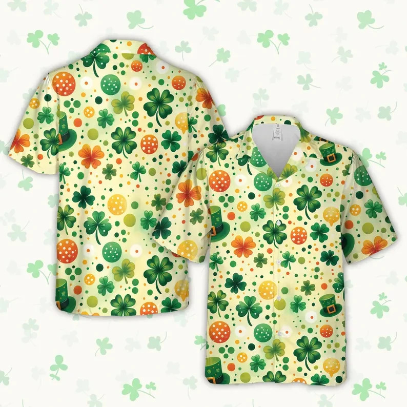 Happy St Patricks Day Hawaiian Shirt Shamrock Clover Irish Green Men's Gift