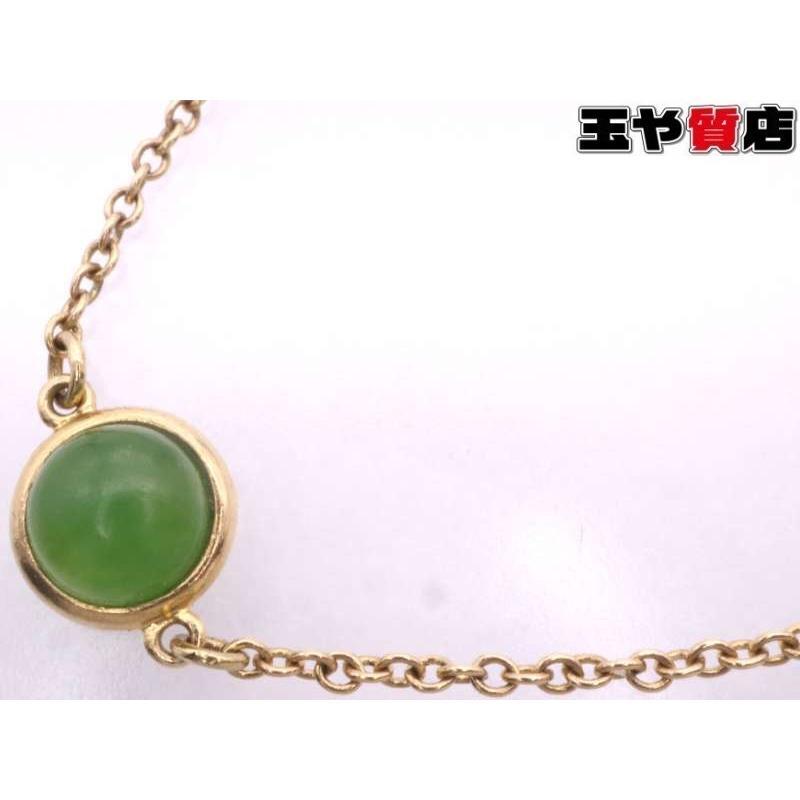 Tiffany Vistheyard Green Jade Bracelet AU750 K18YG Yellow Gold Peretti