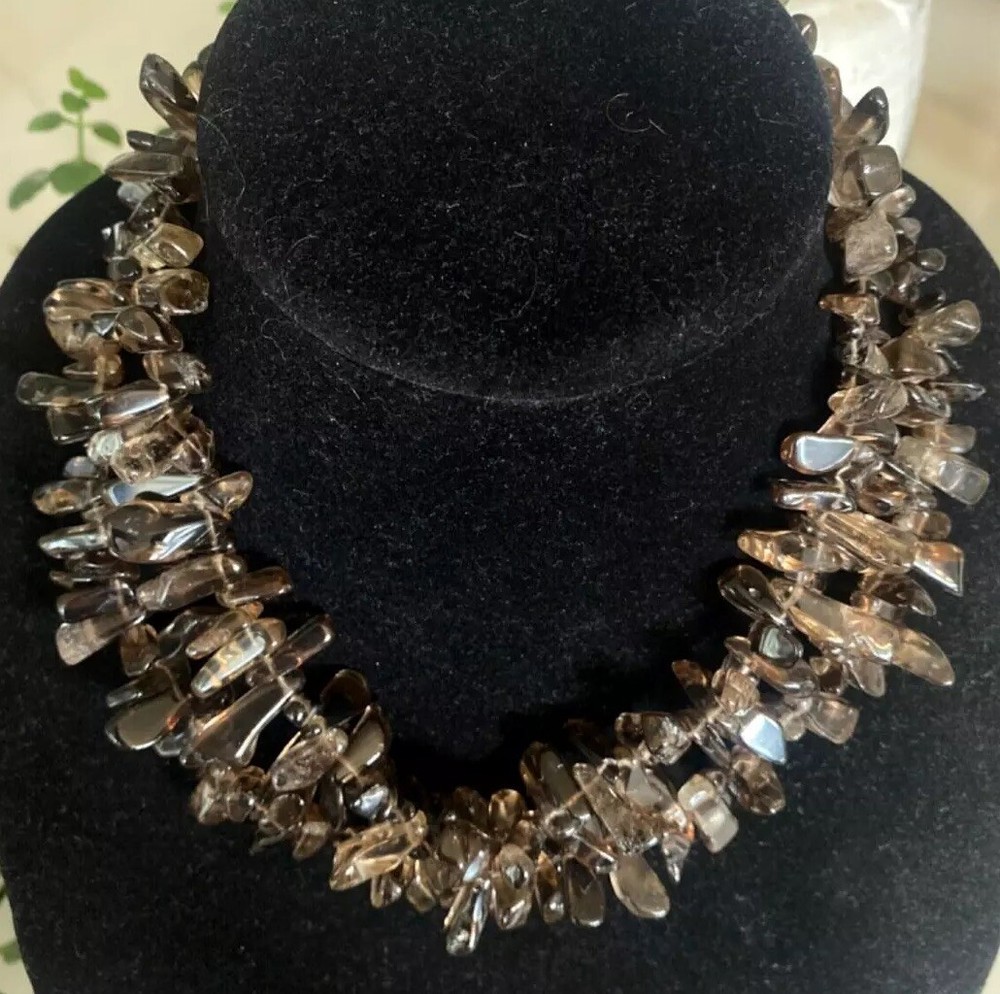 Flash Sale: Polished Chunky Smoky Quartz Necklace in 925 Silver-image