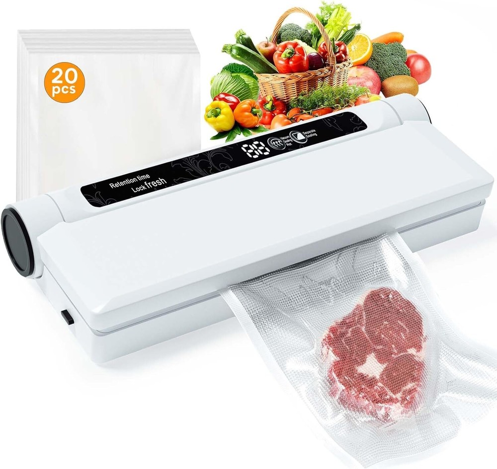 Commercial Vacuum Sealer Machine with 20 Free Bags for Food Preservation