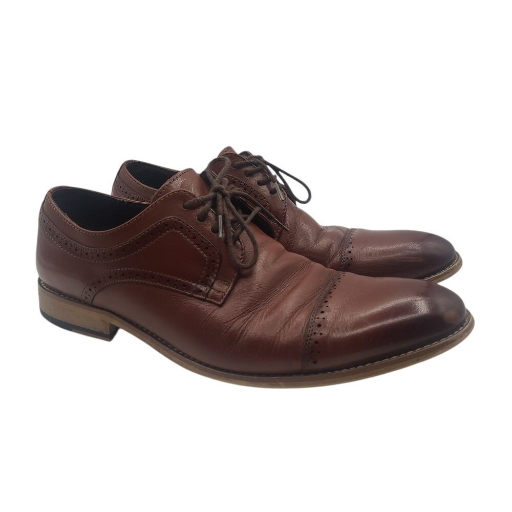 Stacy Adams Dickinson Men's Cognac Cap Toe Oxford Dress Casual Shoes Size 10M