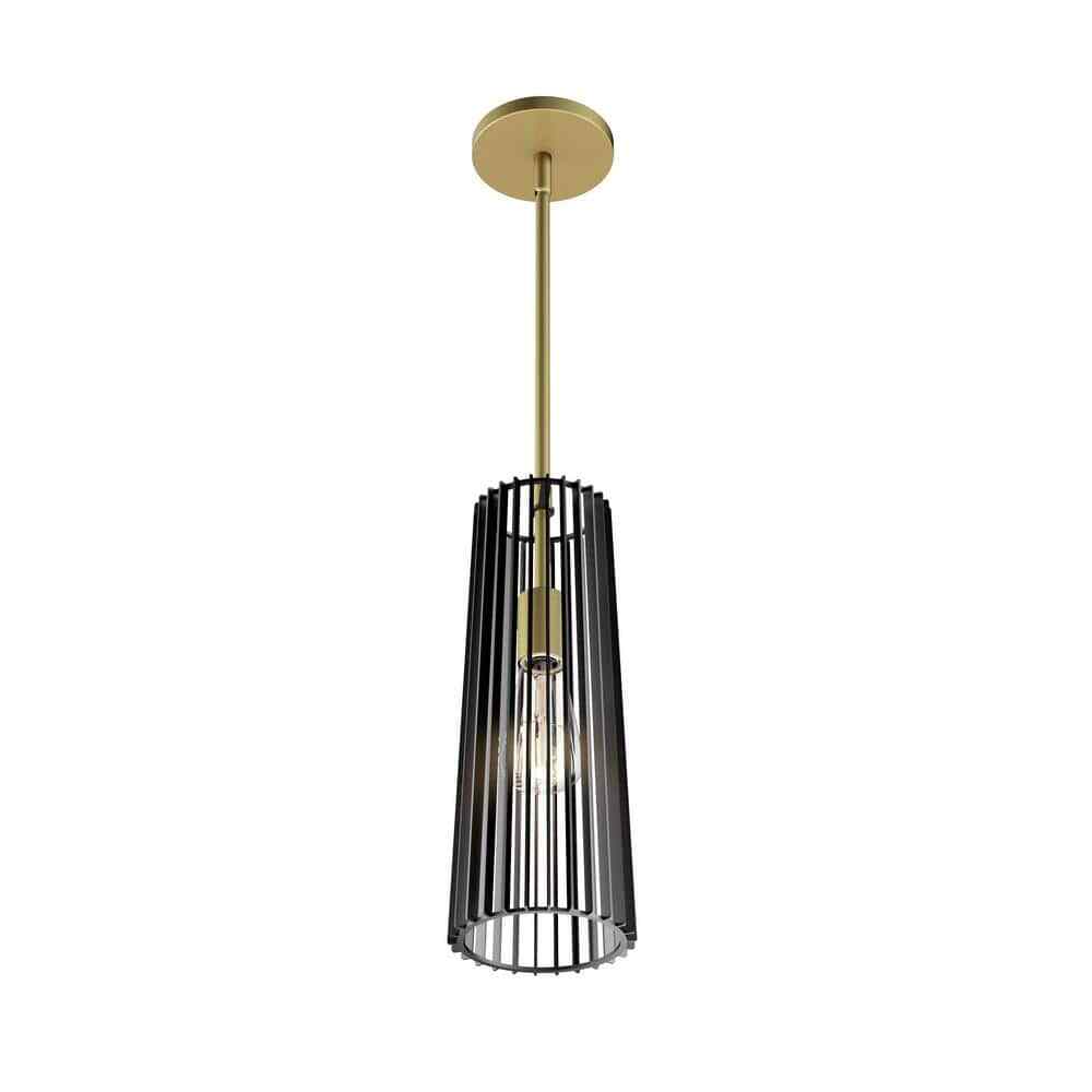 Gatsby 40-Watt 1 Light Black & Gold Modern Cage Mini Pendant Light Fixture for