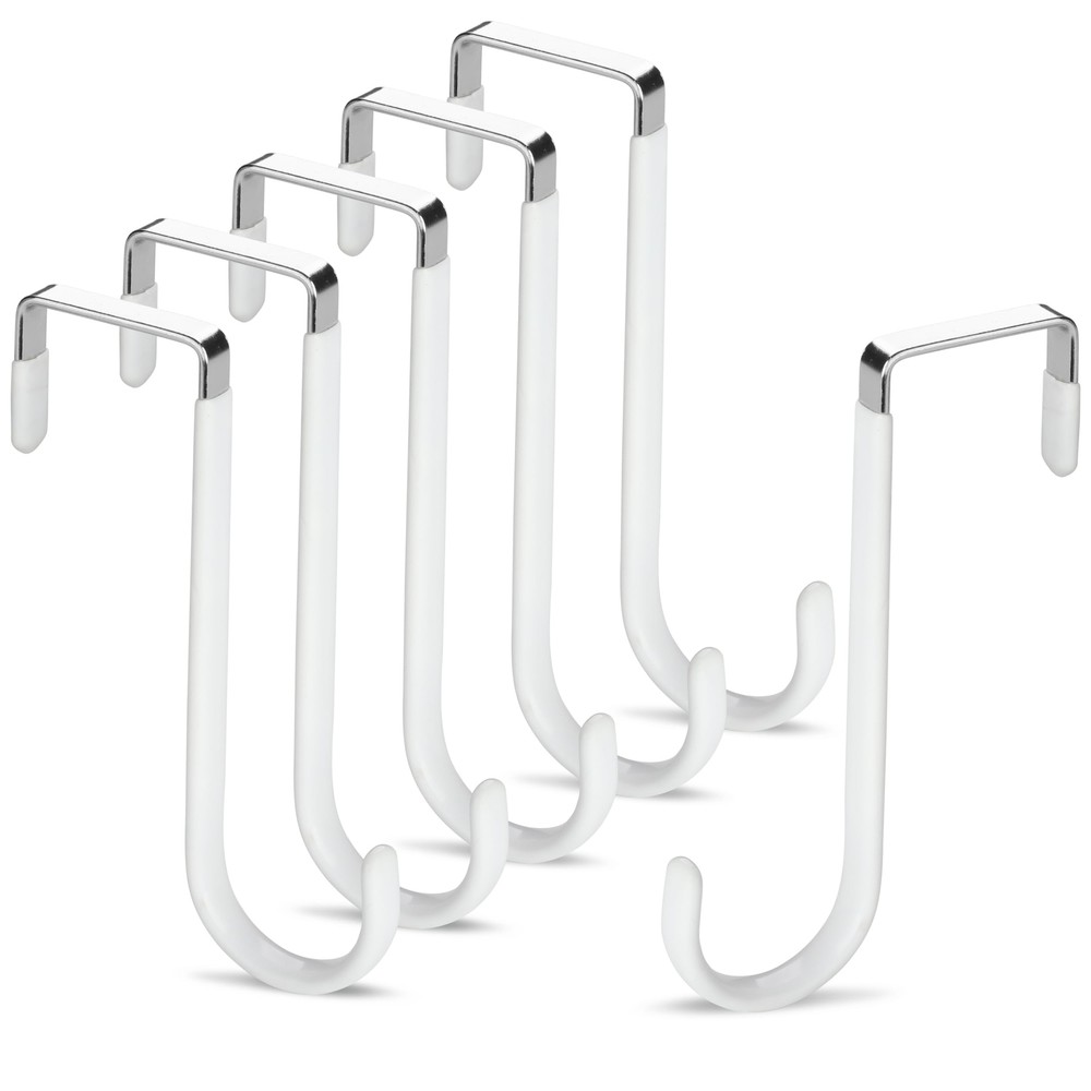 6 Pack Over The Door Hooks Wreath Hanger - White Rubber Coated Door Hanger Ho...