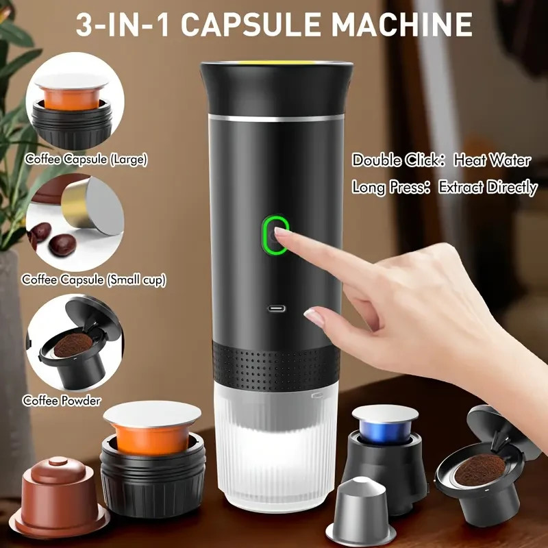 🚀 Premium Portable Coffee Maker - Dual Mode for Pods & Grounds - Compact & Travel-Friendly ☕