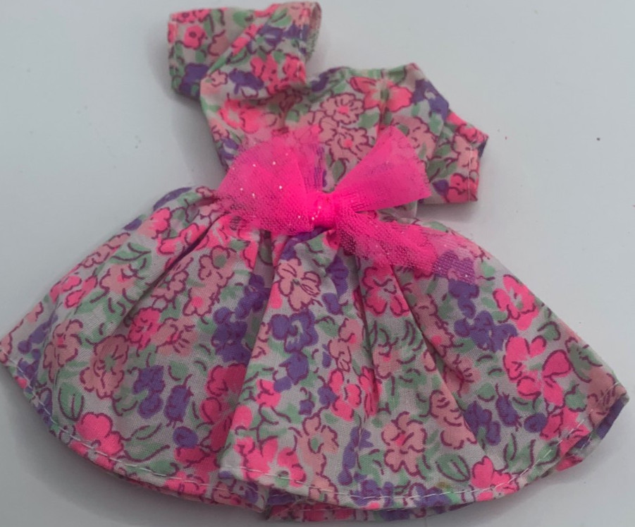 Vintage Barbie Doll Pack Outfit Fashions Pink Purple Pastel Floral Dress Clothes