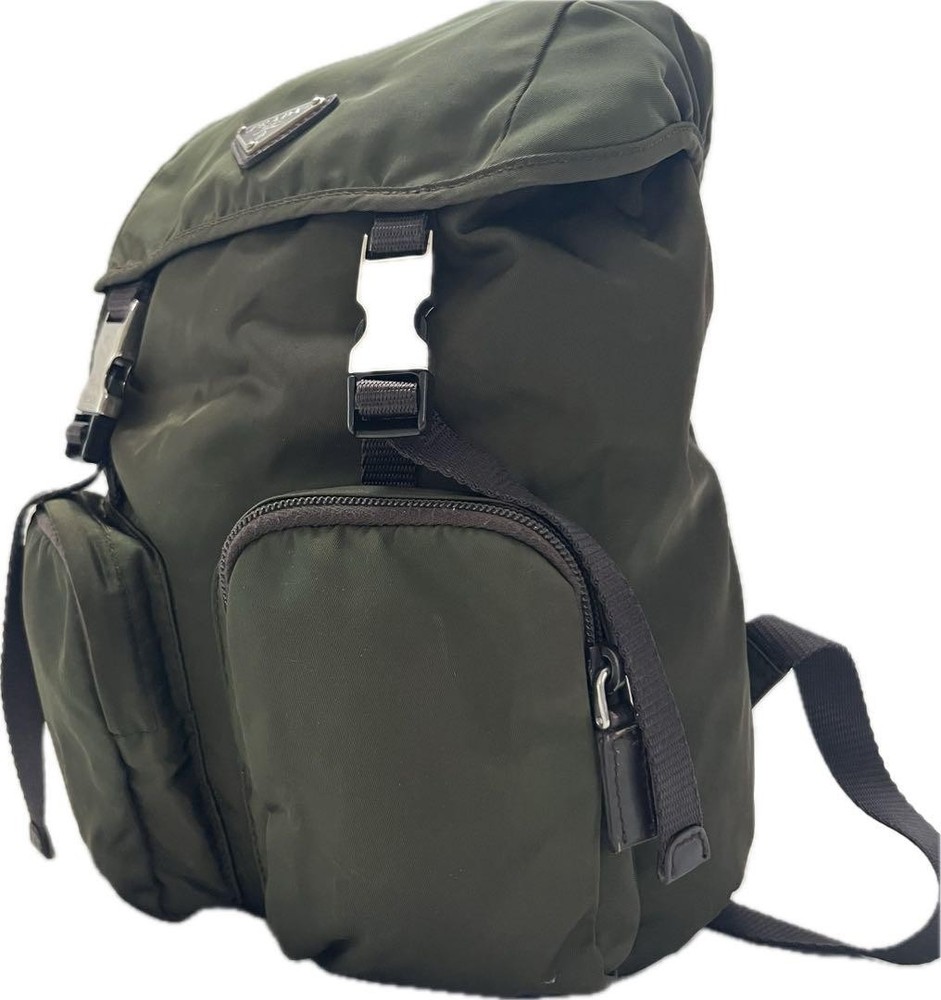 PRADA Backpack Crossbody Triangle Logo Khaki From Japan