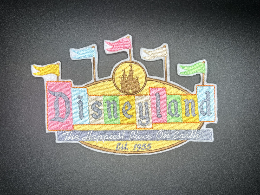 Disneyland Iron On Embroidered Patch “Happiest Place On Earth” Diff. Sizes