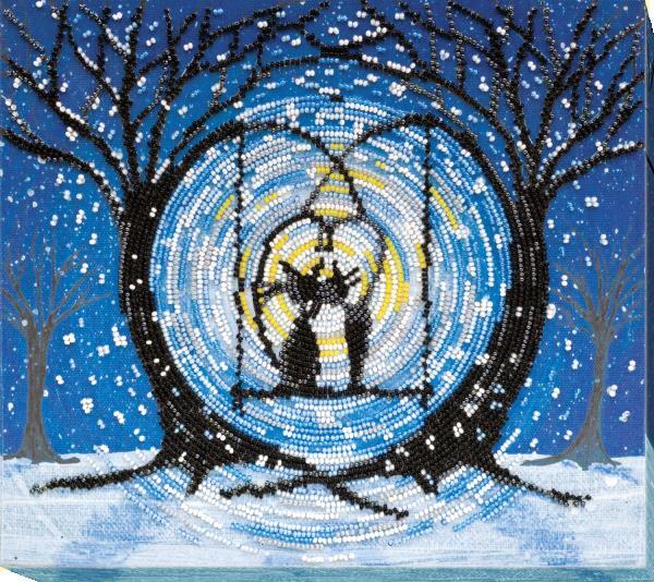 Bead embroidery kit Night Rendezvous needlework kit Art canvas beadwork pattern