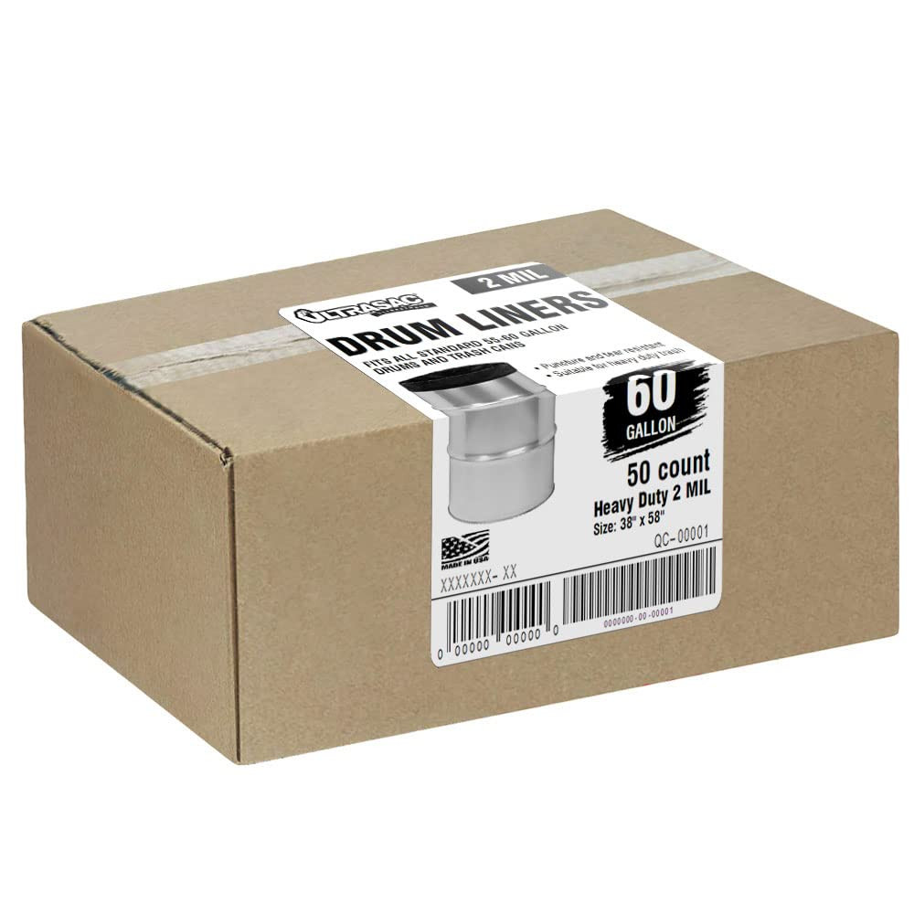 Ultrasac - Heavy Duty Drum Liner, 55-60 Gallon, 2 Mil, 38