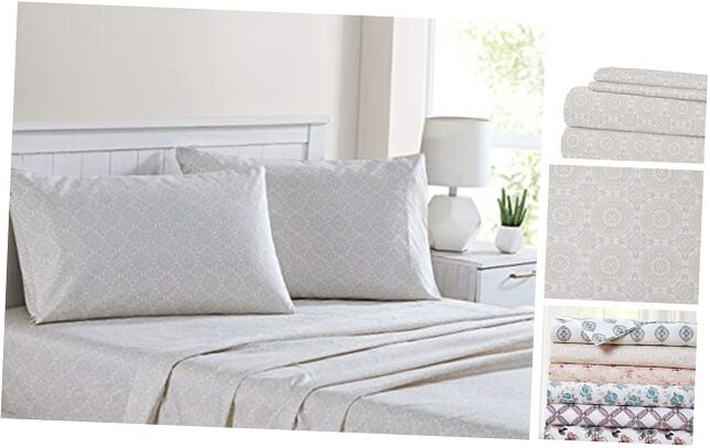 Printed 4-Piece Extra Soft Bedding Sheets & Pillowcase Set, Deep Queen Abella