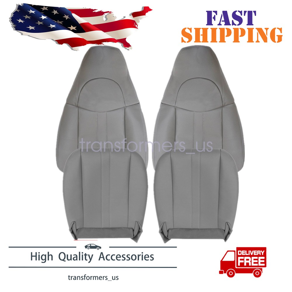 2003-2014 Chevy Express Gray Leather Seat Covers Full Set Top & Bottom
