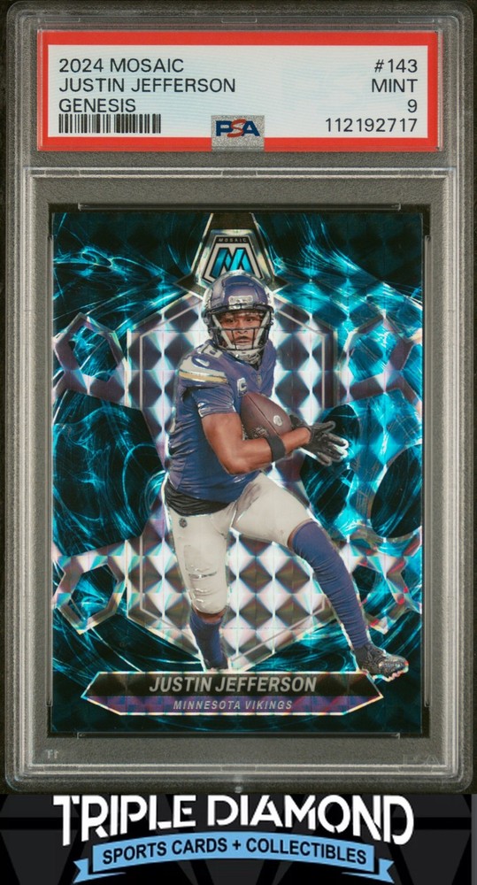 2024 Panini Mosaic Justin Jefferson Genesis SP Vikings PSA 9 Mint O229