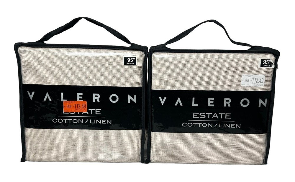 Valeron Curtains Panels NEW PAIR Cotton Linen Rod Pocket 54 x 95