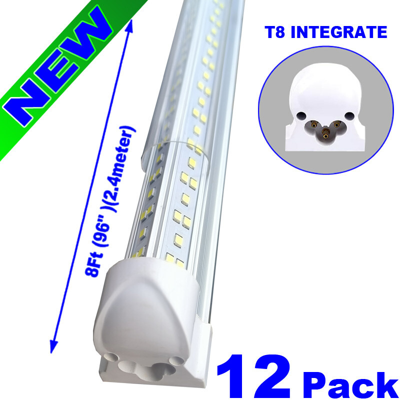 8 Foot Led Shop Light 144w 8ft Led Tube Light  Integrated V-Shape Fixture 12 pc