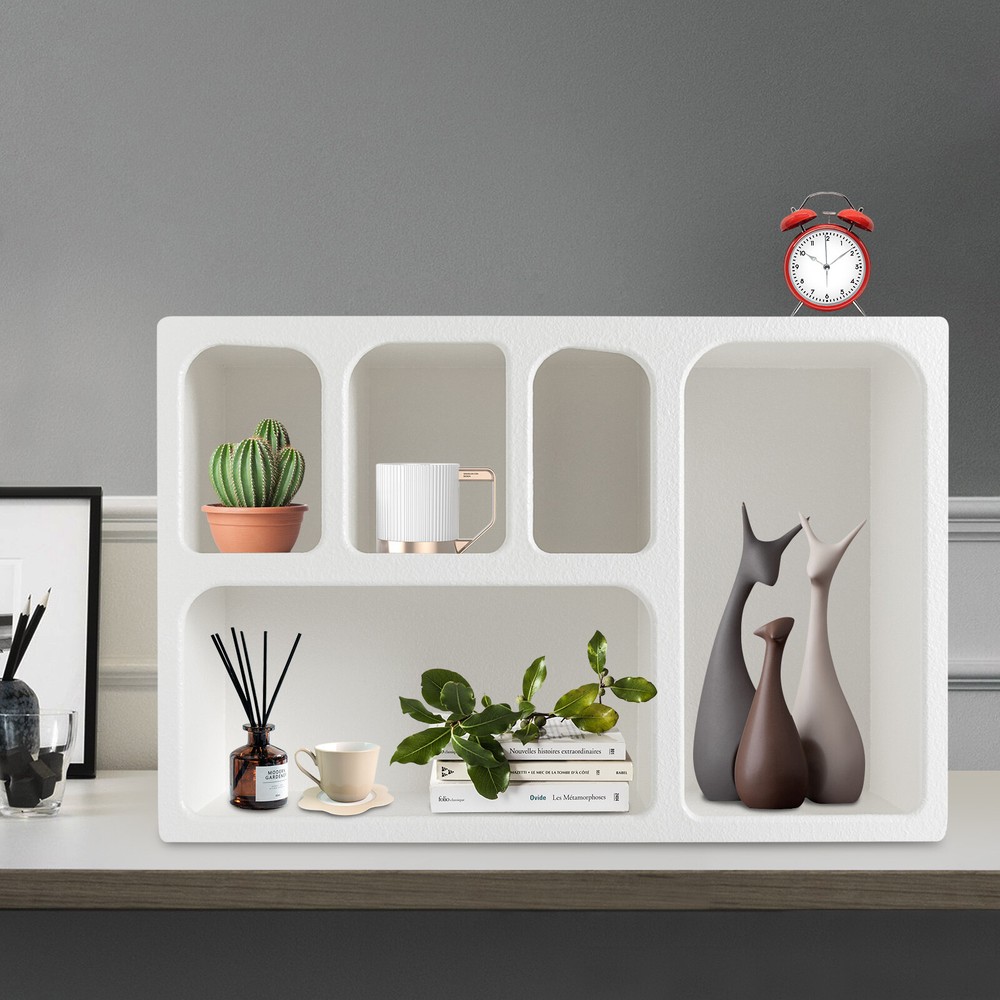 Storage Cabinet MDF Modern store frames Shelves for Home Decor 5 Compartments US