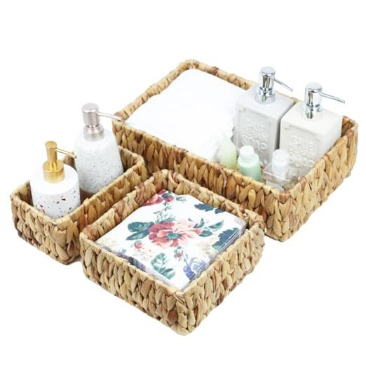 Woven Wicker Storage Baskets for Shelves and Home Organization