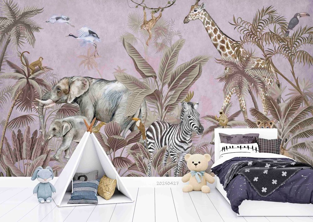 3D Jungle Animal Illustration Wall Murals Wallpaper Murals Wall Sticker 9