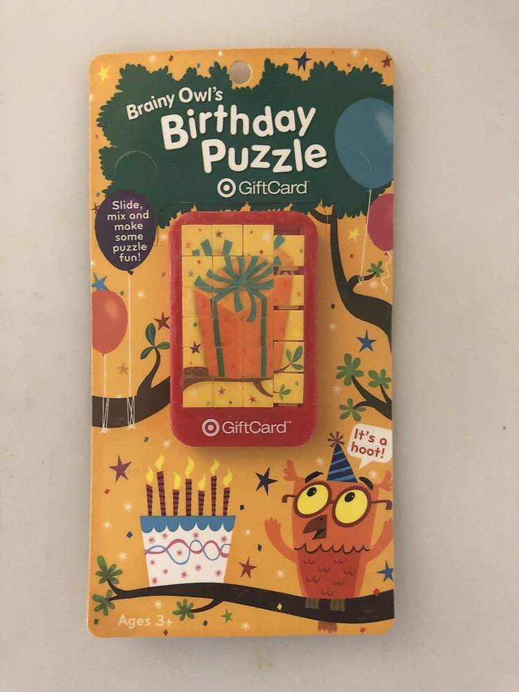 Target Gift Card #1547 Brainy Owl's Birthday Puzzle UnScratched NCV