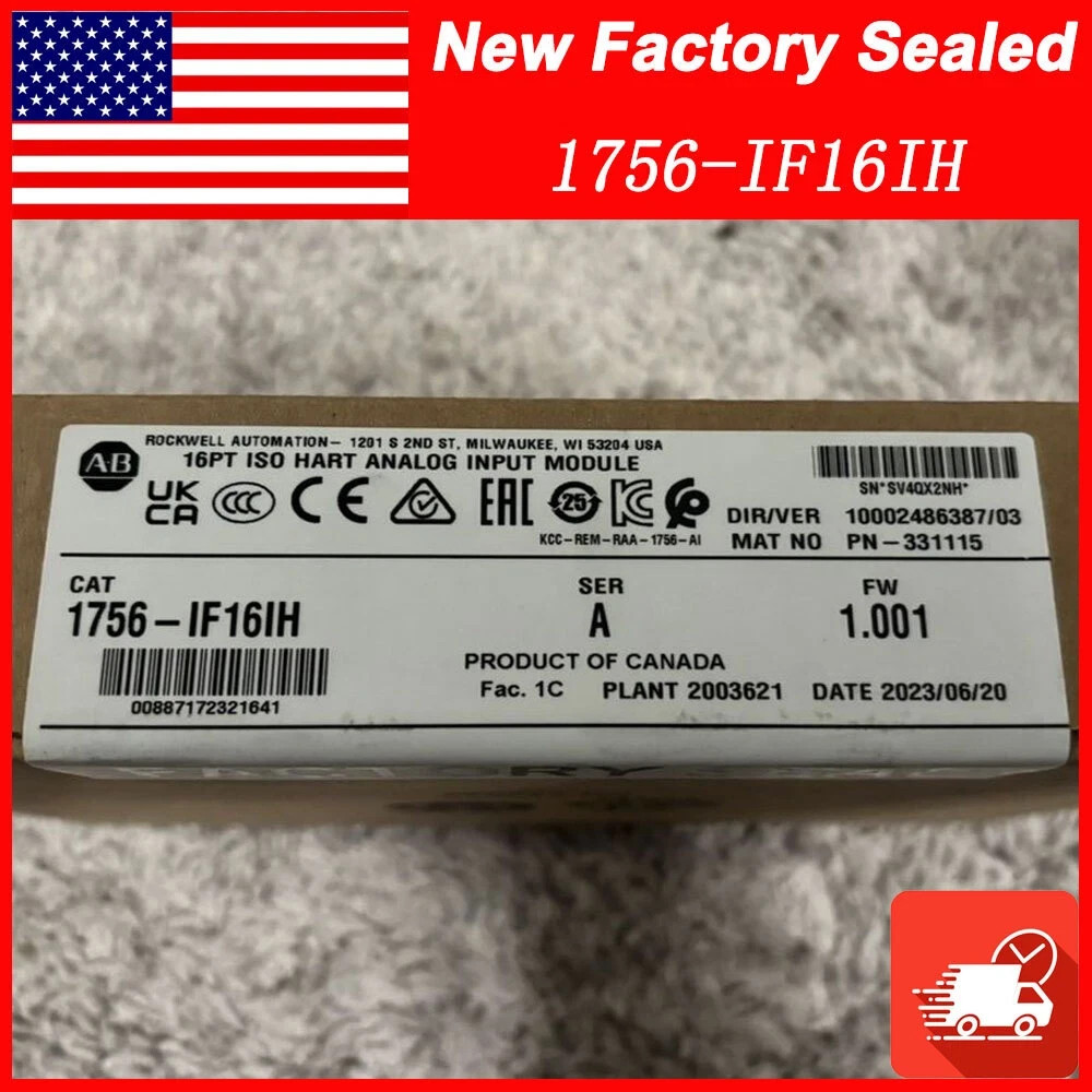 NEW PLC 1756-IF16IH SER A 16PT ISO HART ANALOG INPUT MODULE NEW AB 1756IF16IH