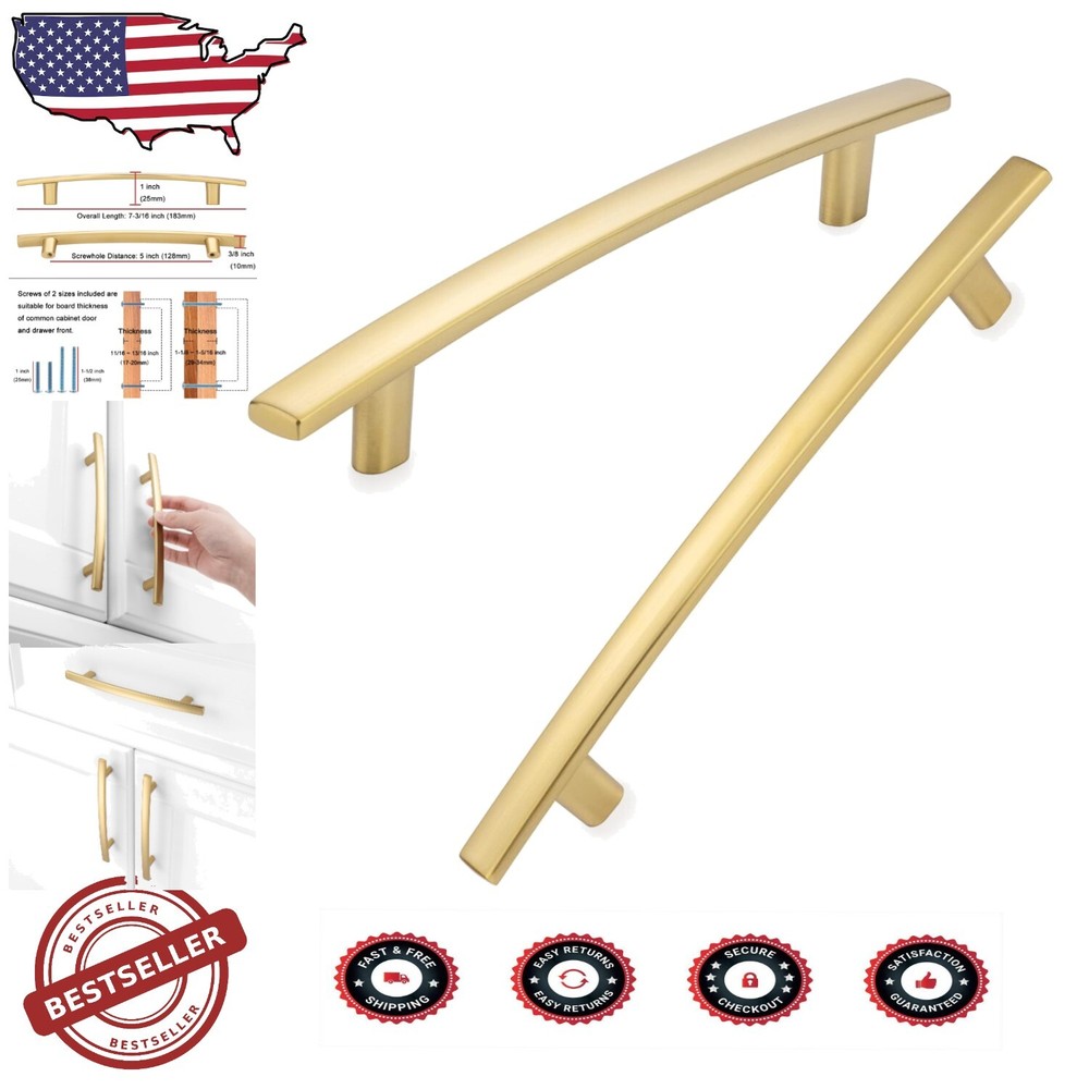 Stylish Brushed Gold Drawer Handles with 5