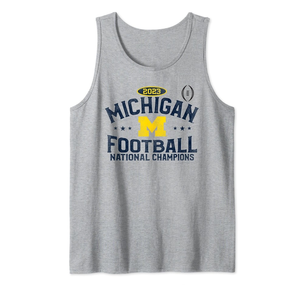 Michigan Wolverines 2023 CFP National Champs Star Gray Tank Top