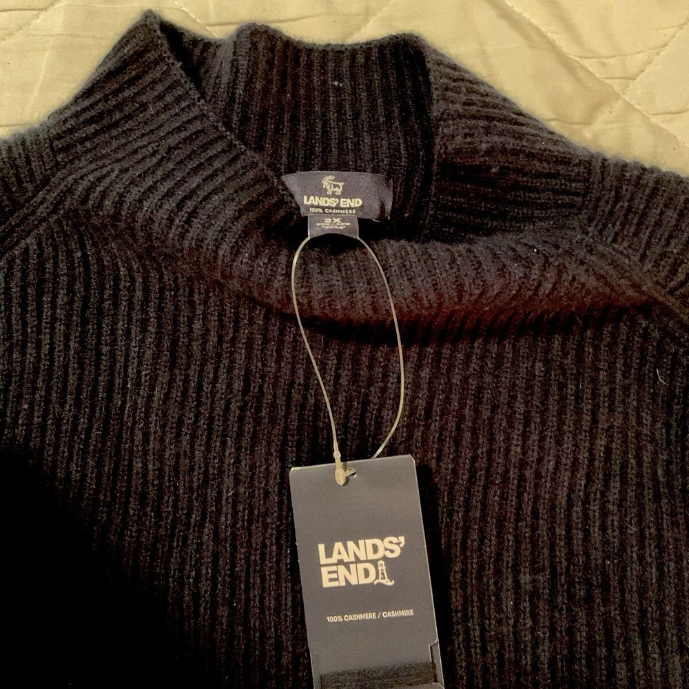 100% Cashmere Soft All Navy Women’s Casual Raglan Style 2XLands’ End Sweater